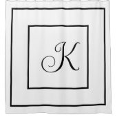 Monogram Initials Schwarz-weißer Script-Individuel Duschvorhang (Vorderseite)