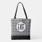 Monogram Initials Schwarz-weißes Kariertes Geschen Tasche (Rückseite)
