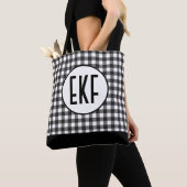Monogram Initials Schwarz-weißes Kariertes Geschen Tasche (Von Nahem)