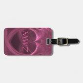 Monogram Initials Silky Pink Heart Custom  Gepäckanhänger (Vorderseite horizontal)