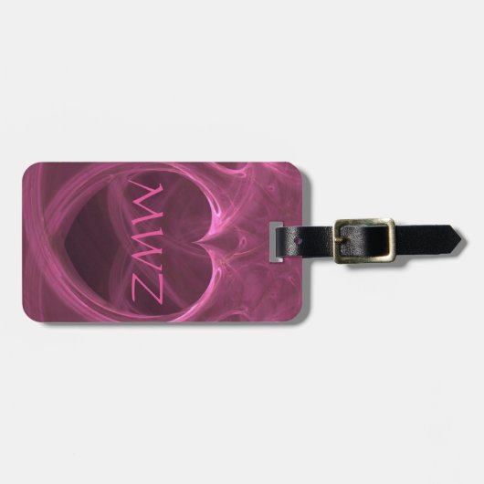 Monogram Initials Silky Pink Heart Custom Gepäckanhänger (Vorderseite horizontal)