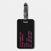 Monogram Initials Silky Pink Heart Custom  Gepäckanhänger (Rückseite vertikal)