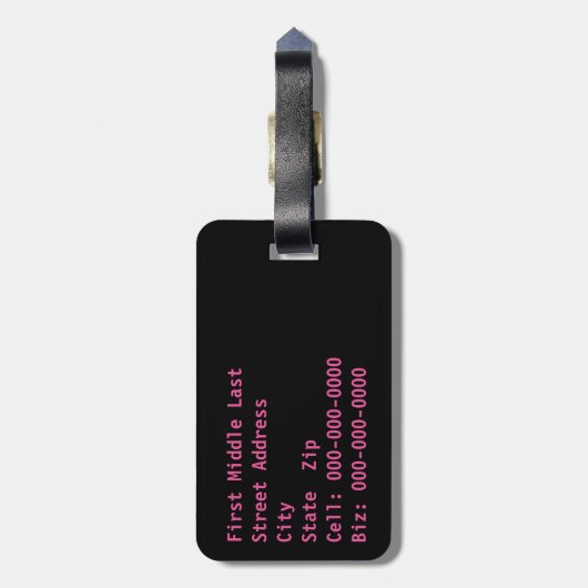 Monogram Initials Silky Pink Heart Custom Gepäckanhänger (Rückseite vertikal)