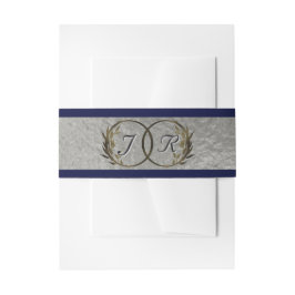 Monogram Initials Silver Ribbon Wedding Einladungsbanderole