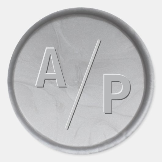 Monogram Initials Silver Wax Siegel Sticker (Vorderseite)