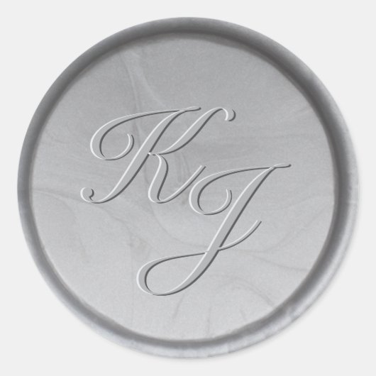 Monogram Initials Silver Wax Siegel Sticker (Vorderseite)