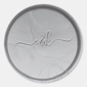 Monogram Initials Silver Wax Siegel Sticker