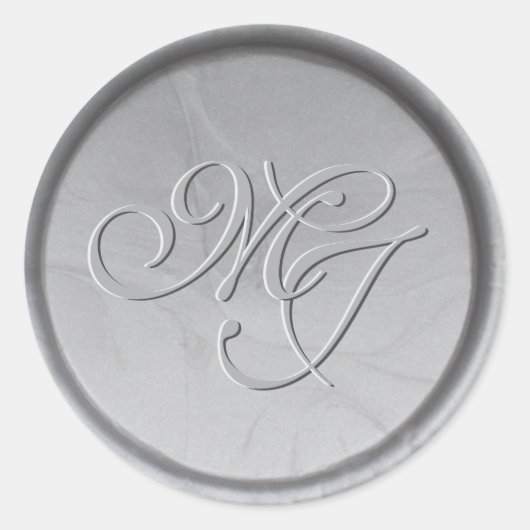 Monogram Initials Silver Wax Siegel Sticker (Vorderseite)