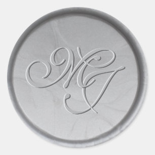 Monogram Initials Silver Wax Siegel Sticker