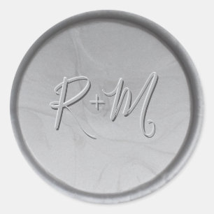 Monogram Initials Silver Wax Siegel Sticker