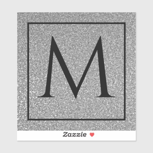 Monogram Initials Silvery Gray Glitzer Individuell Aufkleber (Blatt)