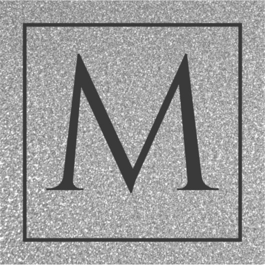 Monogram Initials Silvery Gray Glitzer Individuell Aufkleber (Vorderseite)