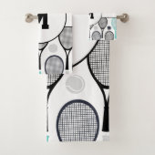 Monogram Initials Tennis Rackets Balls Elegant Badhandtuch Set (Insitu)