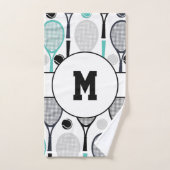 Monogram Initials Tennis Rackets Balls Elegant Badhandtuch Set (Handtuch)
