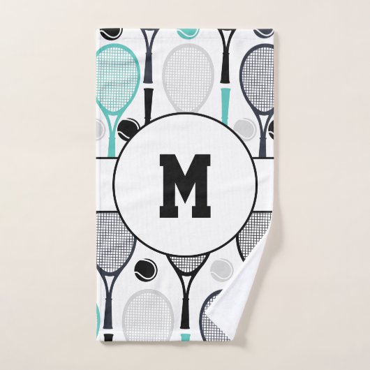 Monogram Initials Tennis Rackets Balls Elegant Badhandtuch Set (Handtuch)