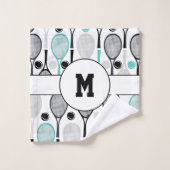 Monogram Initials Tennis Rackets Balls Elegant Badhandtuch Set (Waschlappen)