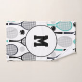 Monogram Initials Tennis Rackets Balls Elegant Badhandtuch Set (Handtuch)