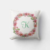 Monogram Initials Trendy Pink Green Floral Kissen (Vorderseite)