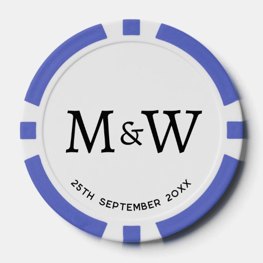 Monogram Initials Wedding Couple Pokerchips (Vorderseite)