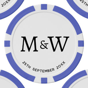 Monogram Initials Wedding Couple Pokerchips
