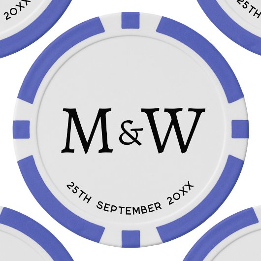 Monogram Initials Wedding Couple Pokerchips