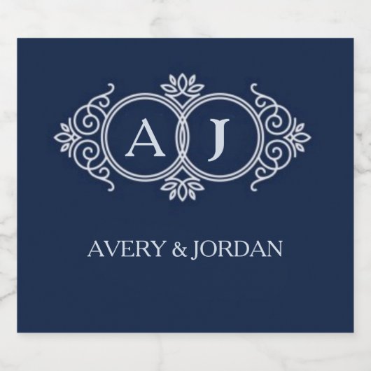 Monogram initials wedding frame minimal design alkoholflaschenetikett (Einzelnes Label)