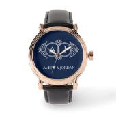 Monogram initials wedding frame minimal design armbanduhr (Vorderseite)