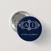 Monogram initials wedding frame minimal design button (Vorne & Hinten)