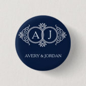 Monogram initials wedding frame minimal design button (Vorderseite)