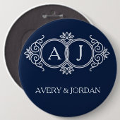 Monogram initials wedding frame minimal design button (Vorne & Hinten)
