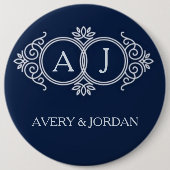 Monogram initials wedding frame minimal design button (Vorderseite)