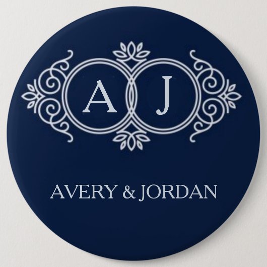 Monogram initials wedding  frame minimal design  button (Vorderseite)
