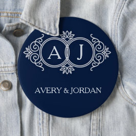 Monogram initials wedding frame minimal design button