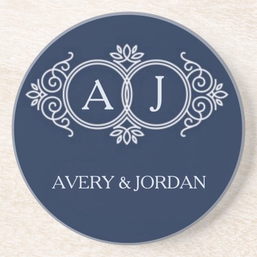 Monogram initials wedding frame minimal design getränkeuntersetzer (Vorne)