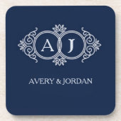 Monogram initials wedding frame minimal design getränkeuntersetzer (Vorderseite)