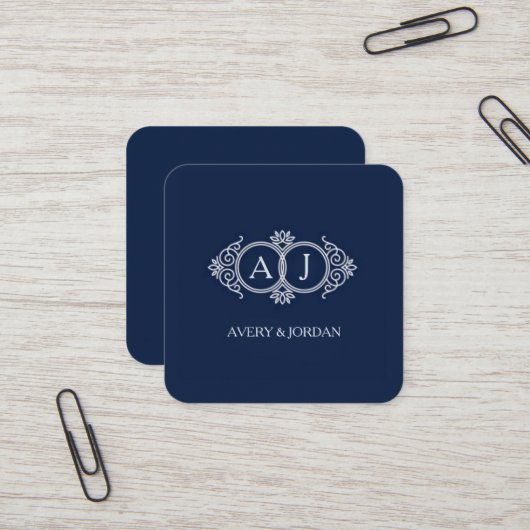 Monogram initials wedding  frame minimal design  quadratische visitenkarte (Vorderseite/Rückseite Beispiel)