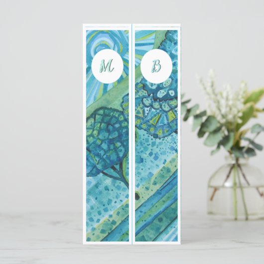 Monogram Initials Whimsical Two Lesezeichens (Stehend Vorderseite)