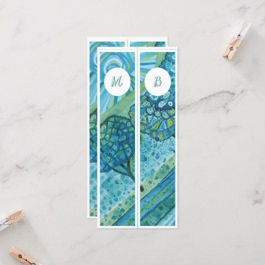 Monogram Initials Whimsical Two Lesezeichens (Vorderseite/Rückseite Beispiel)