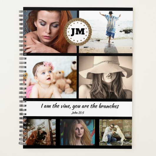 Monogram Inspirational Katholic John 15:5 DIY Planer (Vorderseite)