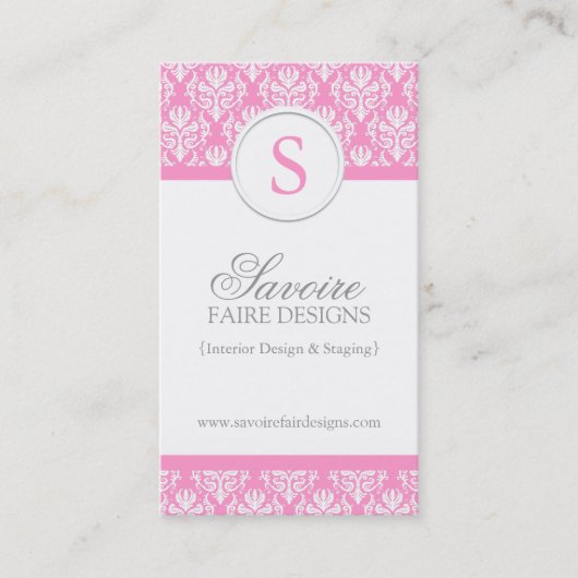 Monogram Interior Decorator Business Cards Visitenkarte (Vorderseite)