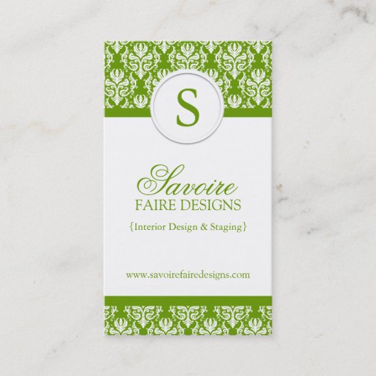 Monogram Interior Decorator Business Cards Visitenkarte (Vorderseite)