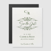 Monogram Intricate Design Wedding Save the Date Magnetkarte (Vorne/Hinten)