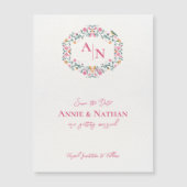 Monogram-Intricate Floral Wedding Save the Date Magnetkarte (Vorderseite)