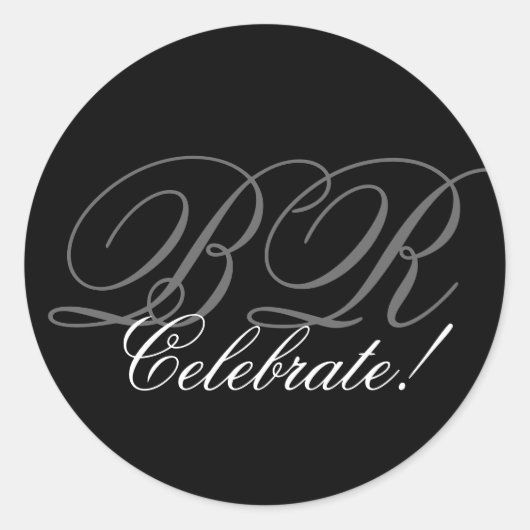 Monogram Invitation Siegel_ Celebrate! Runder Aufkleber (Vorderseite)