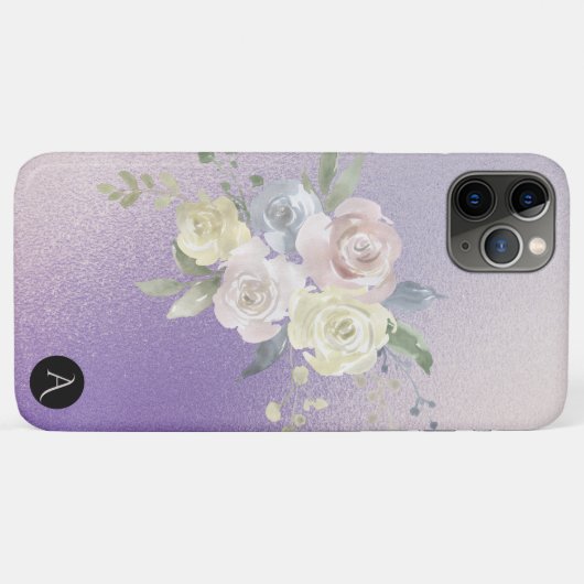 *~* Monogram Iridescent Pastel Lavendel Floral Case-Mate iPhone Hülle (Rückseite (Horizontal))