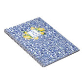 Monogram Italian Inspiriert Lemons Blue Tiles Notizblock (Rechte Seite)