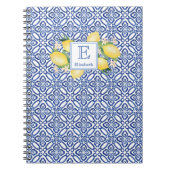 Monogram Italian Inspiriert Lemons Blue Tiles Notizblock (Vorderseite)