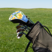 Monogram Italian Lemon Blue Tiles Pattern Golf Headcover (In SItu)