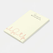 Monogram Ivory and Coral Pickleball Player Post-it Klebezettel (angewinkelt)