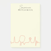 Monogram Ivory and Coral Pickleball Player Post-it Klebezettel (Vorderseite)